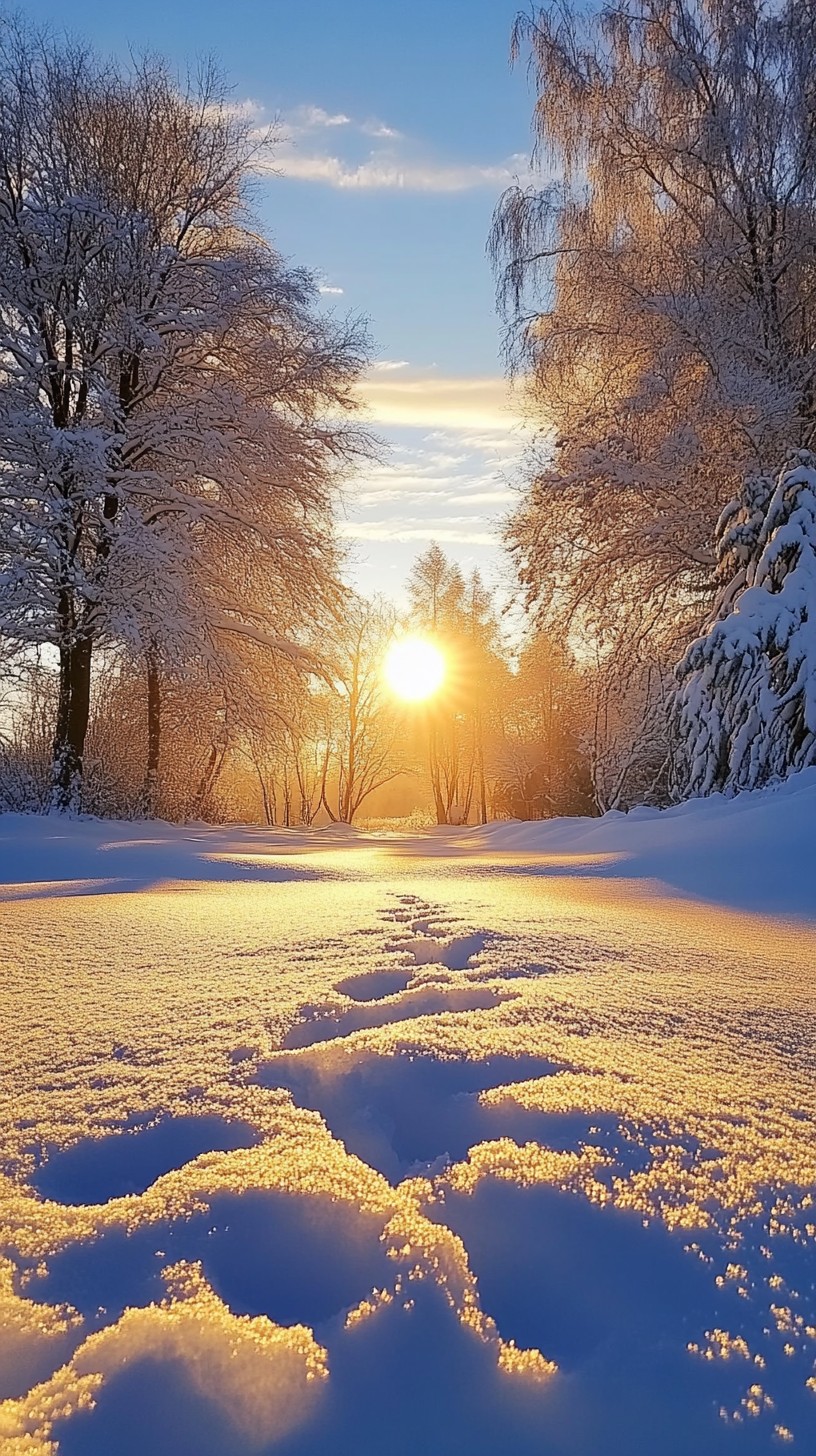 Free Snowy sunrise path Photo - Snow, Sunrise, Pathway | Download at ...