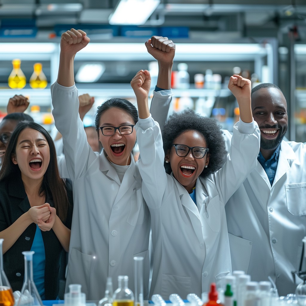 Solgar Lab Team Free Triumphant Lab Team Image - Scientists, Celebration, Laboratory ...