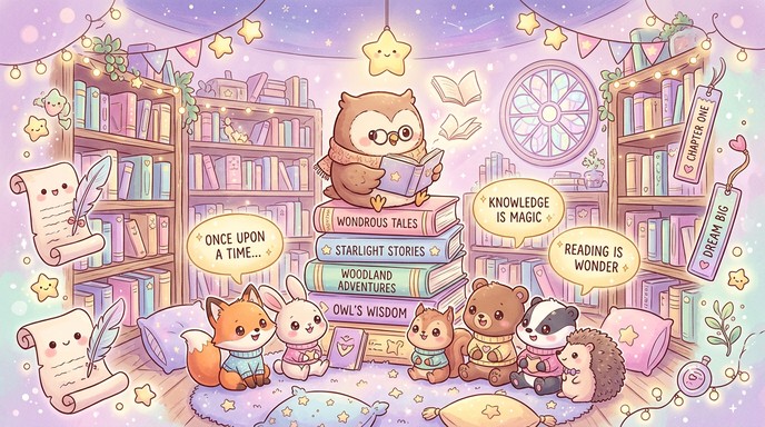 Free Enchanted Library Dreams Image - Kawaii, Owl, Library | Download ...