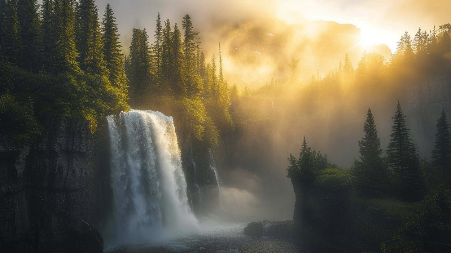 Free Majestic Waterfall Sunrise Image - Waterfall, Sunrise, Nature ...