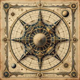 Free Ancient Celestial Chart Image - Compass, Nautical, Navigation ...