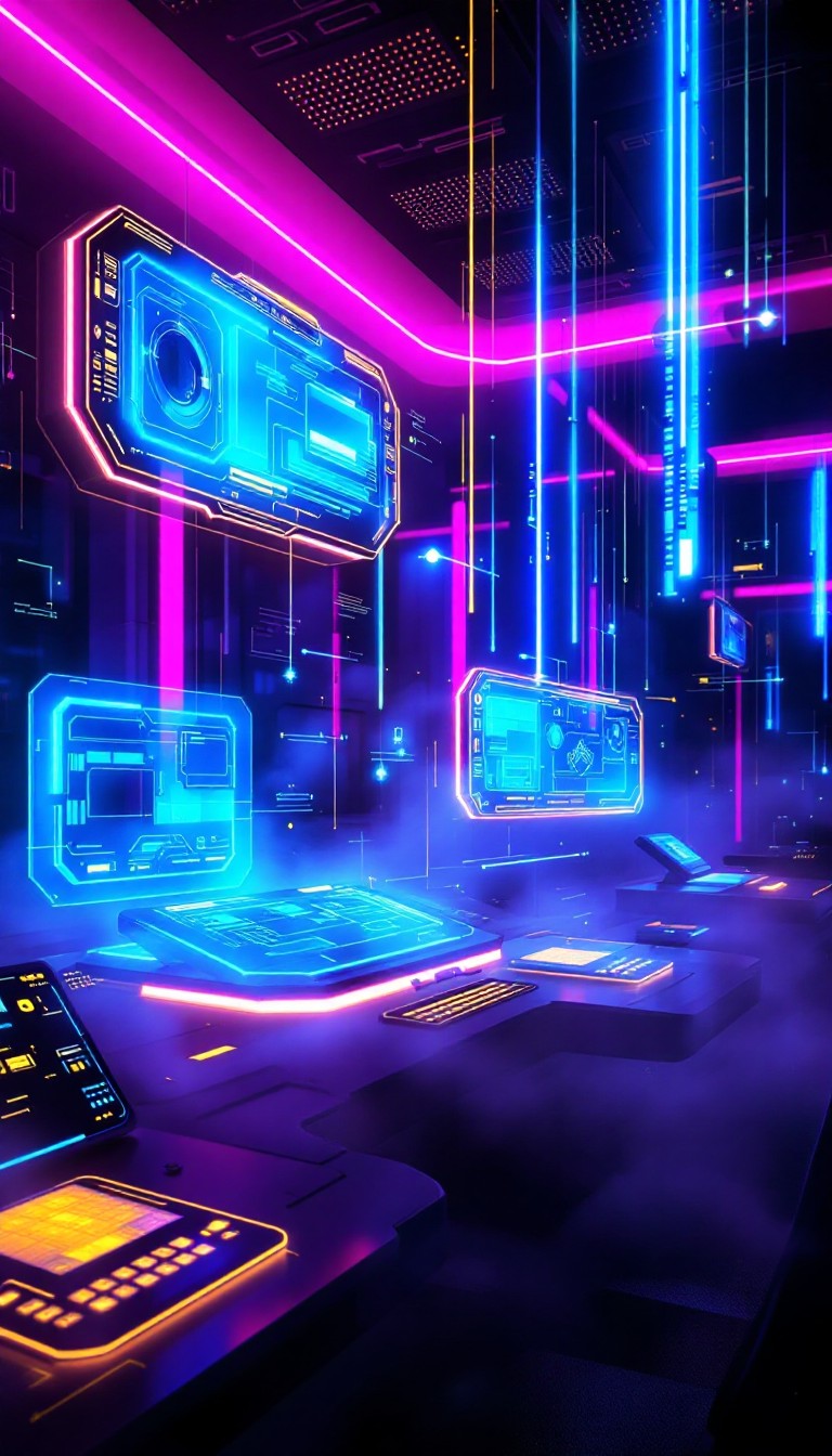 Free Neon Control Room Image - Cyberpunk, Holographic, Neon | Download ...