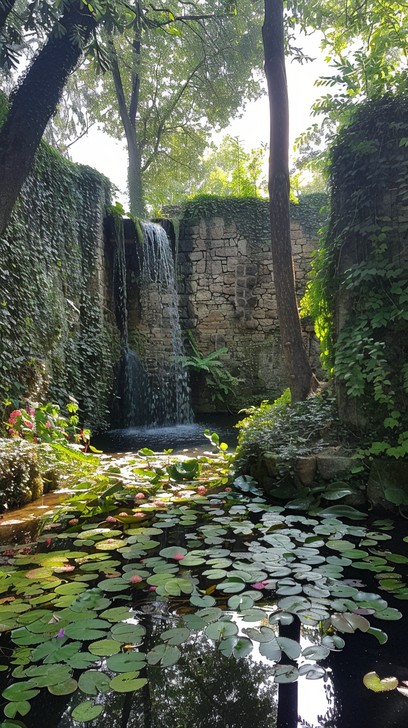 Free Tranquil Waterfall Oasis Image - Waterfall, Garden, Lily ...