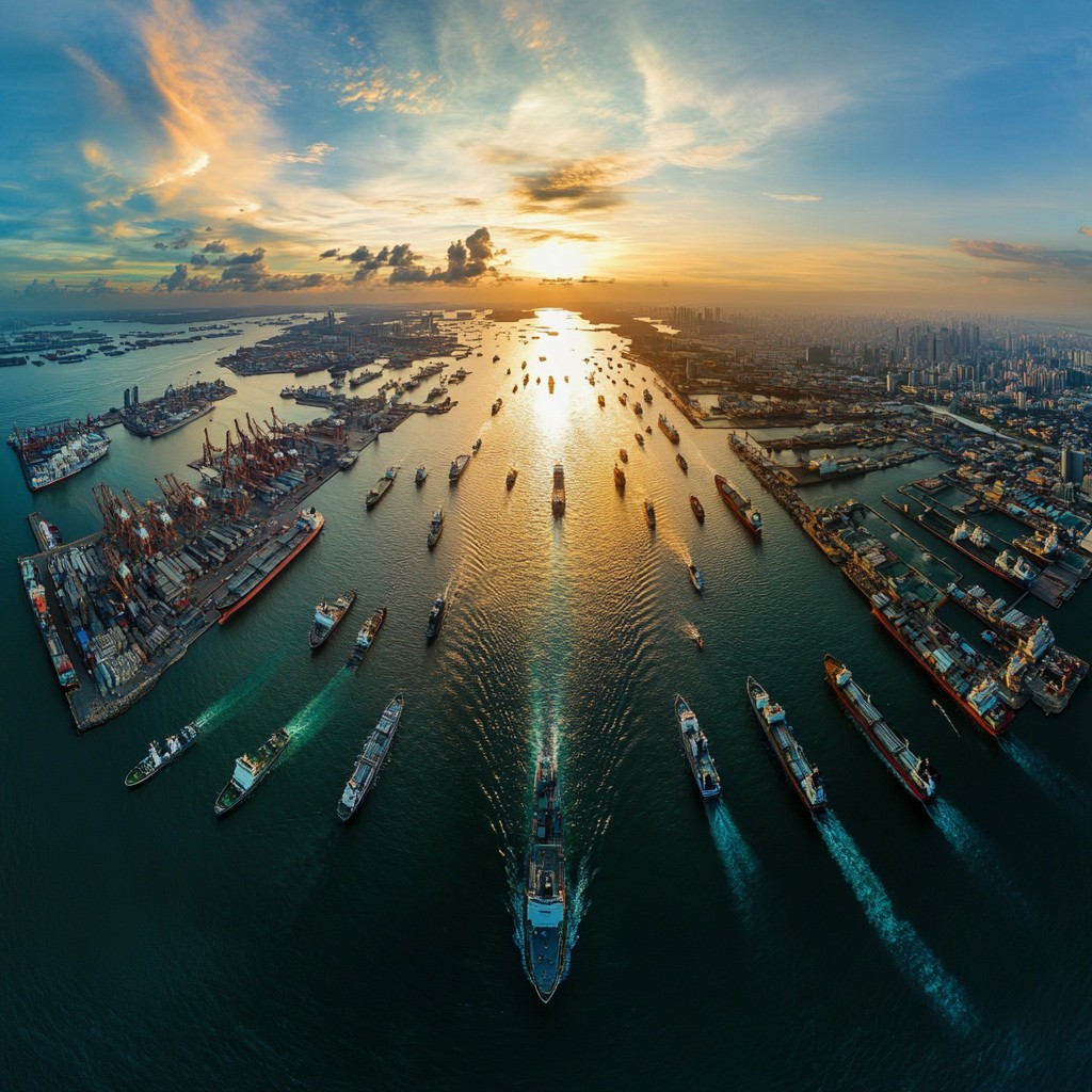 Free Sunset harbor view Image - Sunset, Harbor, Ships | Download at ...