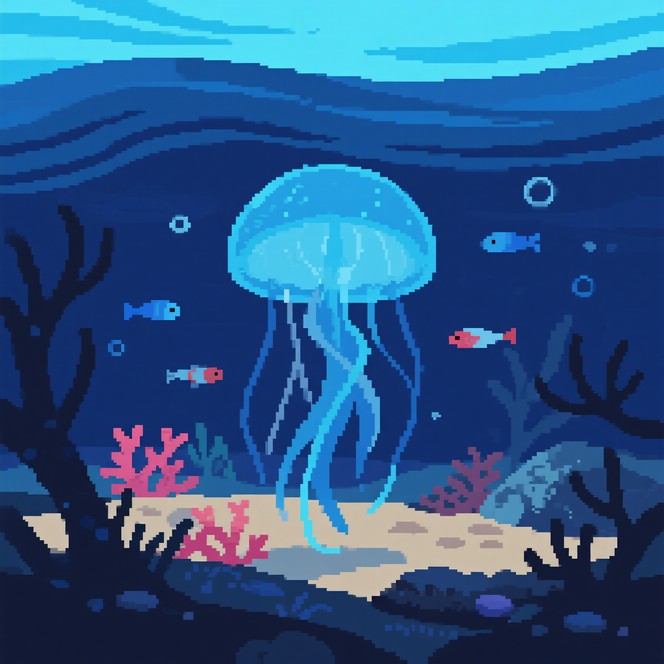 Free Luminous Pixel Jellyfish Image | Download at StockCake