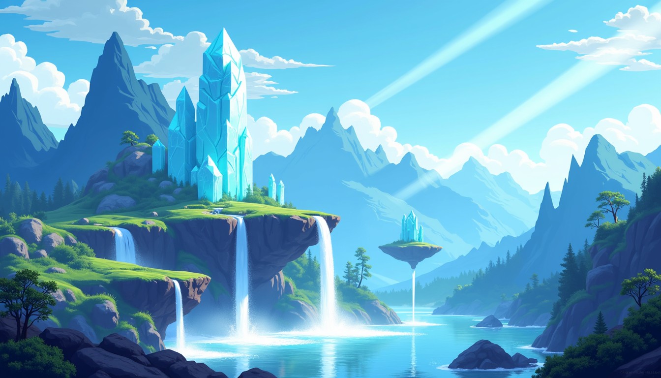 Free Azure Crystal Cascade Image - Azure, Waterfall, Floating ...