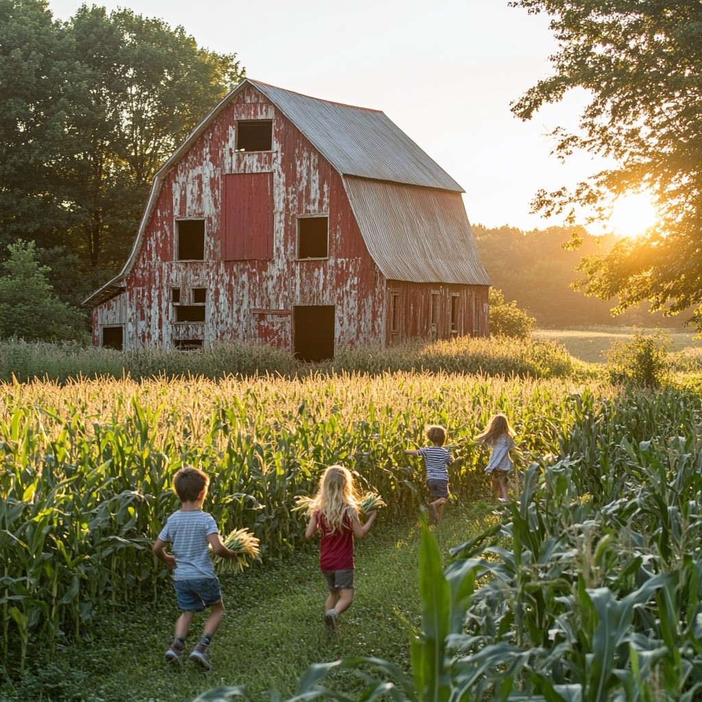 Free Sunset barn play Image - Sunset, Children, Barn | Download at ...