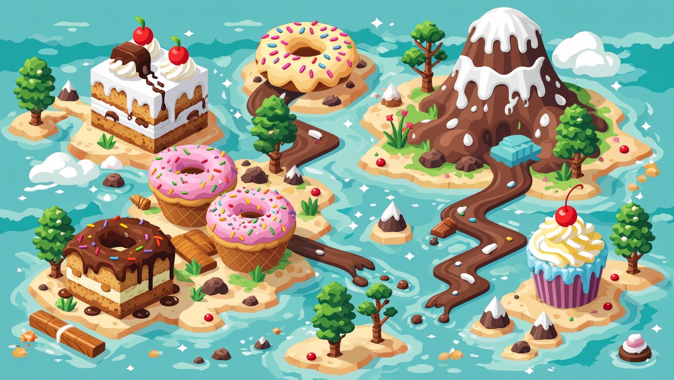 Free Sweet Pixel Paradise Image - Pixel, Dessert, Islands | Download at ...