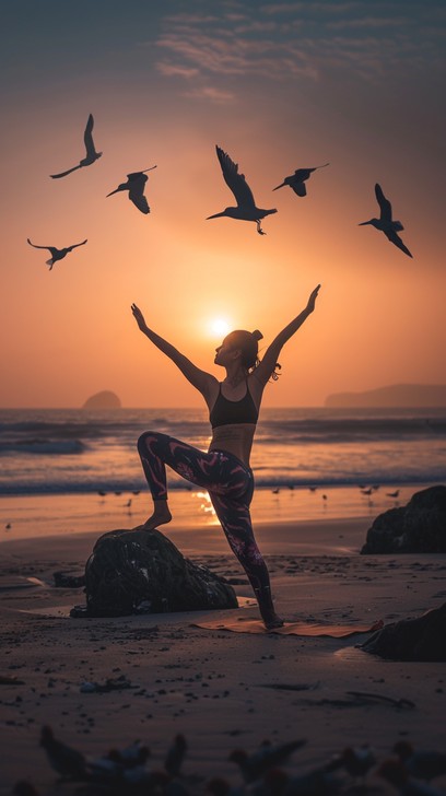 Free Sunset Yoga Pose Image - Yoga, Sunset, Beach | Download at StockCake