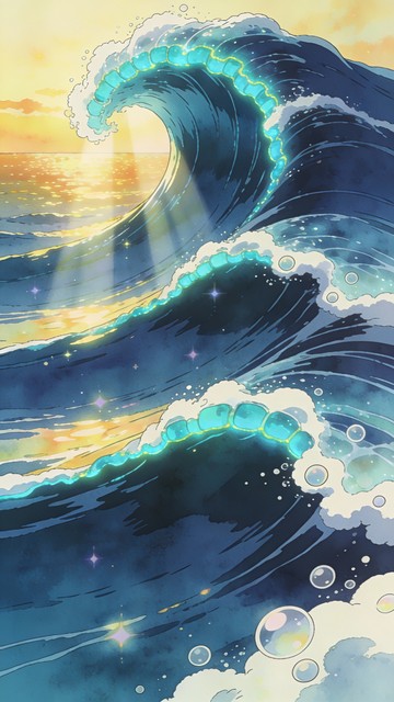 Exaggerated Wave Animation Reference Free Anime Ocean Wave Image - Anime, Wave, Ocean | Download at StockCake