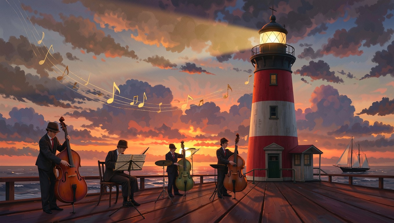 Free Lighthouse Jazz Sunset Image - Lighthouse, Sunset, Musicians ...