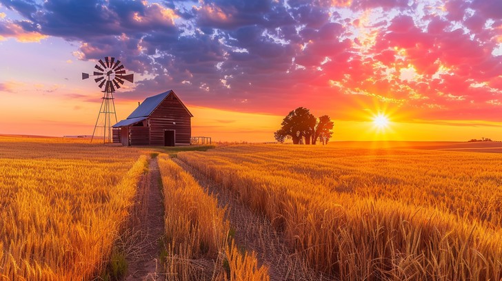 Free Sunset Over Farm Image - Sunset, Farm, Barn | Download at StockCake