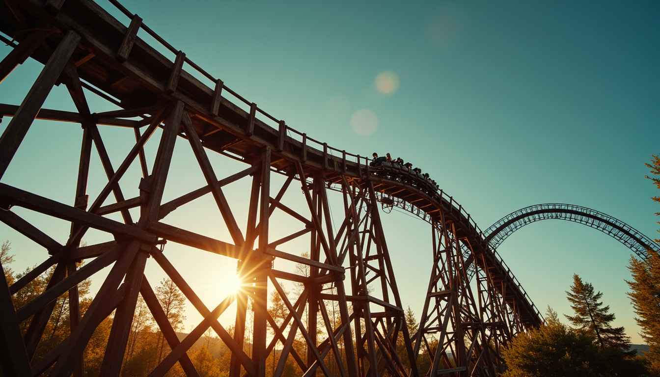 Free Golden Thrill Ride Image - Rollercoaster, Wooden, Sunset ...