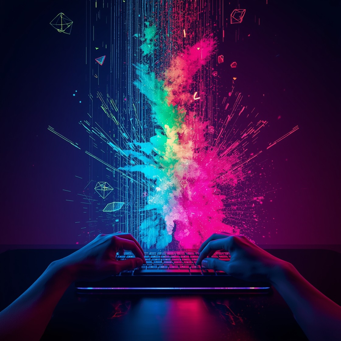 Free Digital Creative Explosion Image - Cyberpunk, Neon, Keyboard ...
