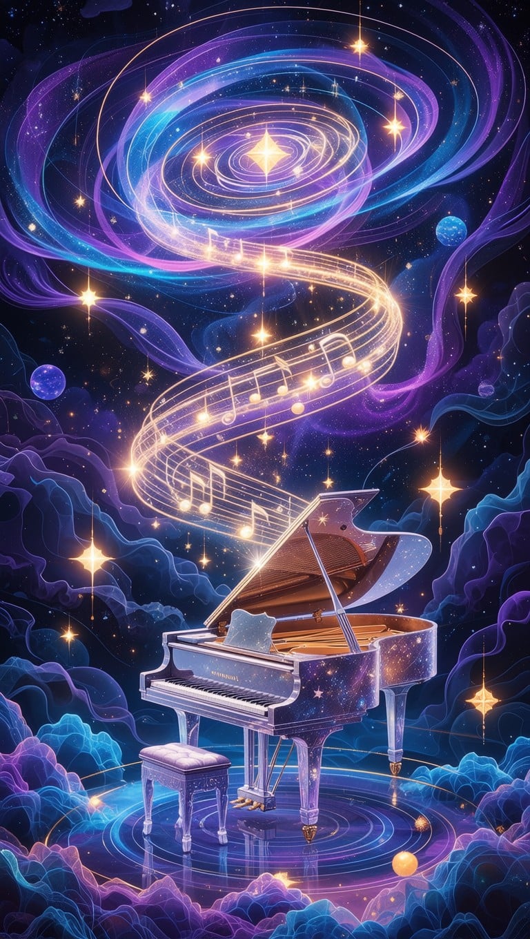 Free Cosmic Piano Vibes Image - Abstract, Art, Piano | Download at