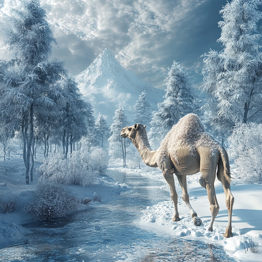 Free Snowy Camel Scene Image - Camel, Snow, Frost | Download at StockCake