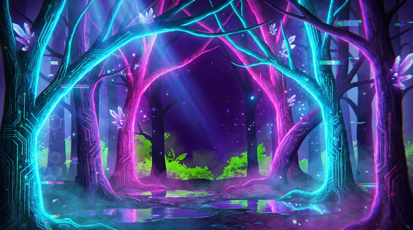 Free Neon Forest Dreams Image - Neon, Cyberpunk, Forest | Download at ...
