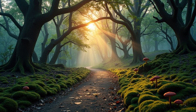 Free Misty Forest Path Image - Forest, Mist, Trees | Download at StockCake