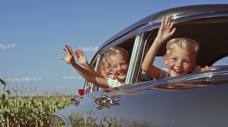 Free Joyful Car Ride Image - Children, Car, Waving | Download at StockCake