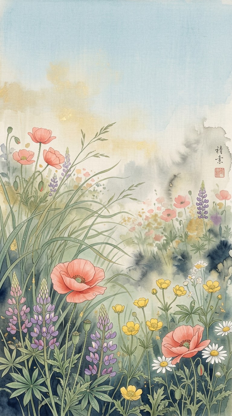 Spring Medow Color/image Free Spring Meadow Blooms Image - Watercolor, Spring, Wildflowers ...