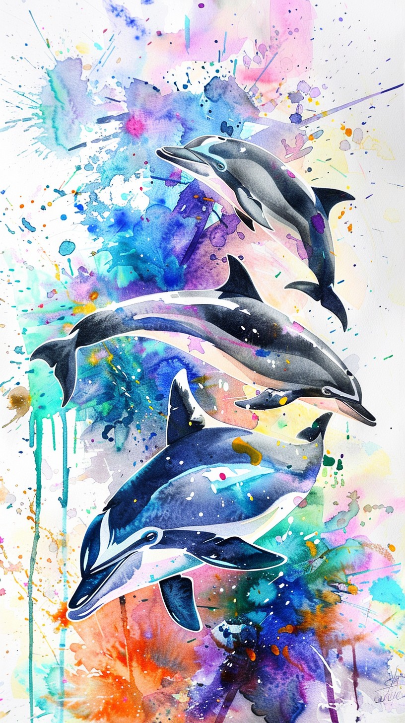 Free Vibrant Dolphin Art Image - Dolphins, Artwork, Watercolor ...