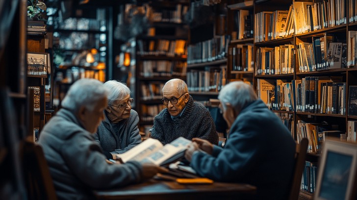 Free Elderly friends reading Photo - Elderly, Reading, Library ...