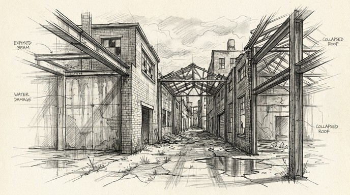 Free Decaying Industrial Warehouse Image - Architectural, Sketch ...
