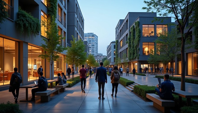 Free Urban Multilevel Plaza Image - Urban, Twilight, Pedestrians ...