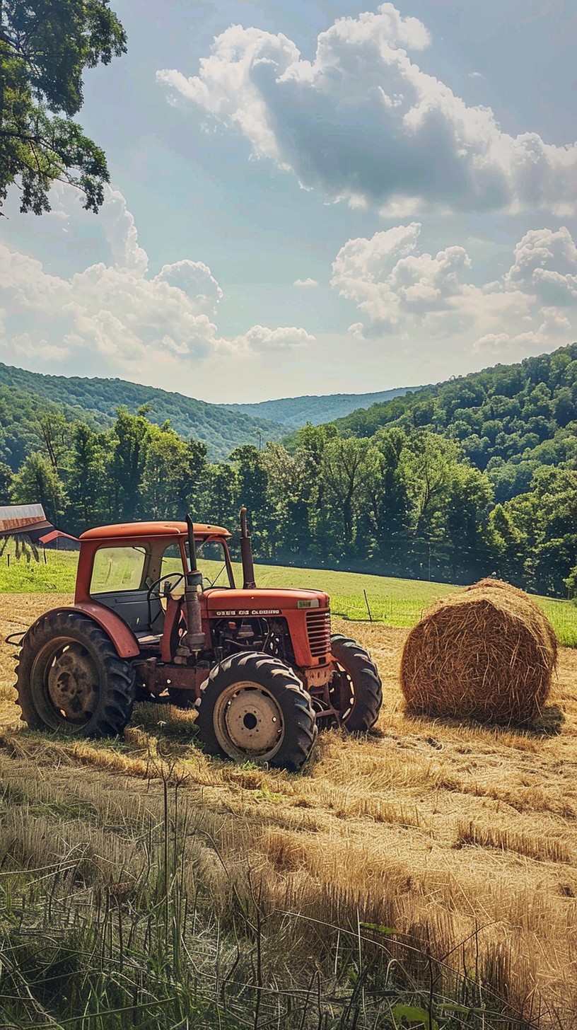 Free Tractor on Farm Image - Tractor, Farm, Hay | Download at StockCake